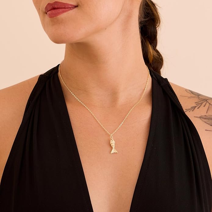 14K Gold Plated Dainty Pendant Butterfly Bead Boot Bee Baseball Flower Compass Airplane Heart Hummingbird Tree Necklace Simple Jewelry Gift for Women