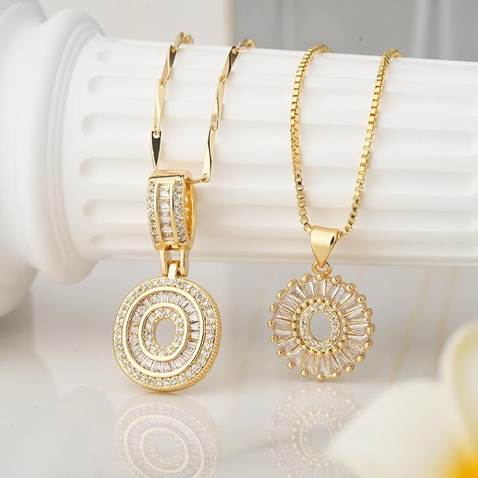 14K Gold Plated Alphabet Necklace Cubic Zirconia Letter Pendant, Personalized Name Jewelry Gift for Women, Customizable A-Z, Birthday/Mothers Day Gifts for Womens