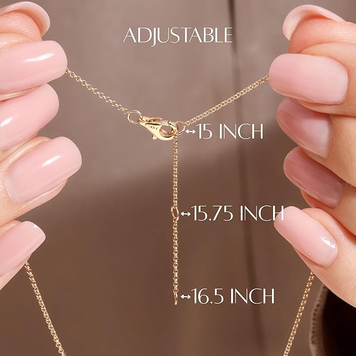 14K Yellow/White Gold Pendant Necklace With 0.50-1.00 TCW Lab Grown Diamond in Pear/Round Shape (E-F Color, VVS-VS), Adjustable Length from 15"-16.5", IGI Certified, Necklaces For Women, Gift For Her
