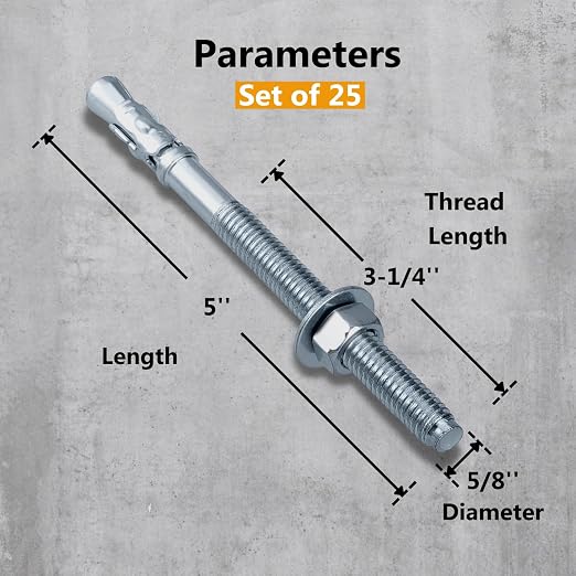 Party Animal 5/8 x 5'' Wedge Anchor, 5/8 Inch Diameter - Image 2