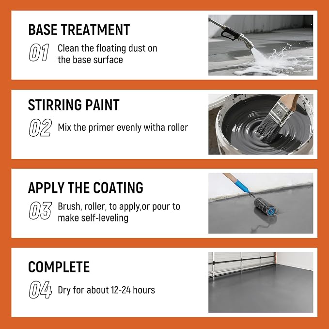 YOA Concrete Garage Floor Paint, Acrylic Resin Coating, 1Gallon Medium Gray | - Image 4