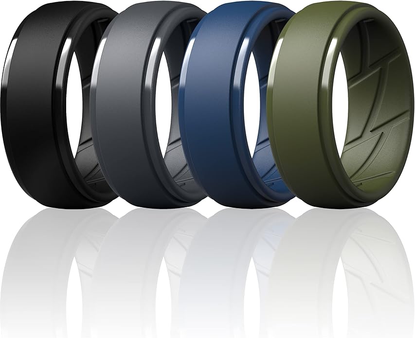 ThunderFit Men's Silicone Rings 10mm Wide 2.5mm Thick Rubber Bands, Breathable, Variety Multipack 1-10