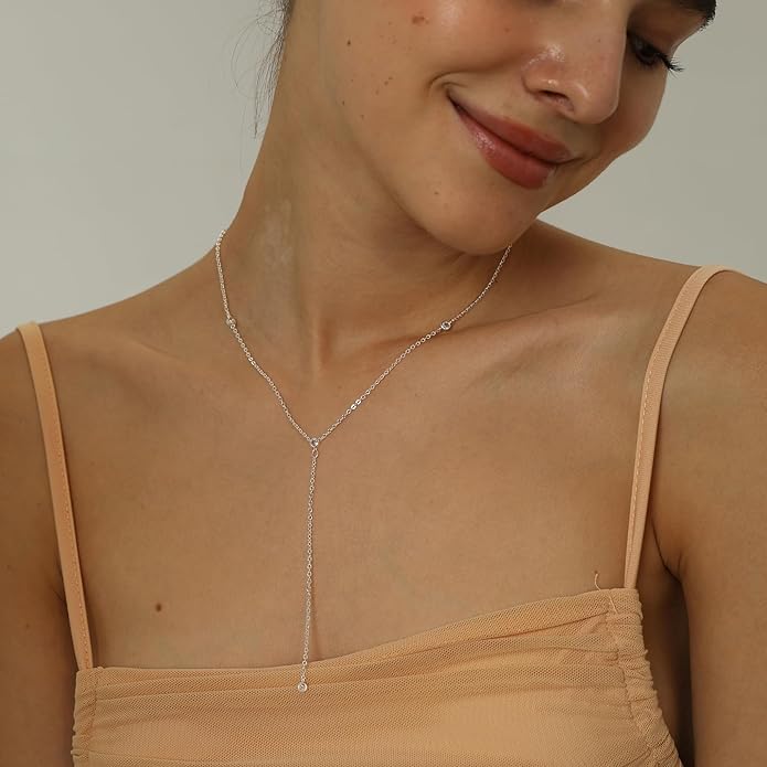 Gold Necklace for Women, Dainty Gold Long Necklaces 14k Gold Plated Prom Lariat Necklace Cute Choker Necklaces for Women Trendy Stuff Fashion Costume Gold Accessories Christmas Jewelry Gifts