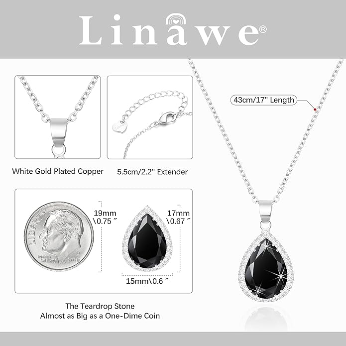 Linawe Crystal Chain Necklace for Women Trendy, Imitation Diamond Pendant, Statement Cubic Zirconia Boho Jewelry Set, 14K Gold/Rose Gold/Silver Birthstone Necklace