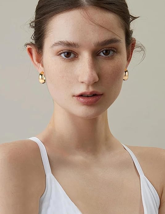 YADOCA 9 Pairs Gold Clip on Earrings for Women 14K Gold Plated Waterdrop Chunky Clip on Hoop Earrings No Piercing Fake Earrings Set