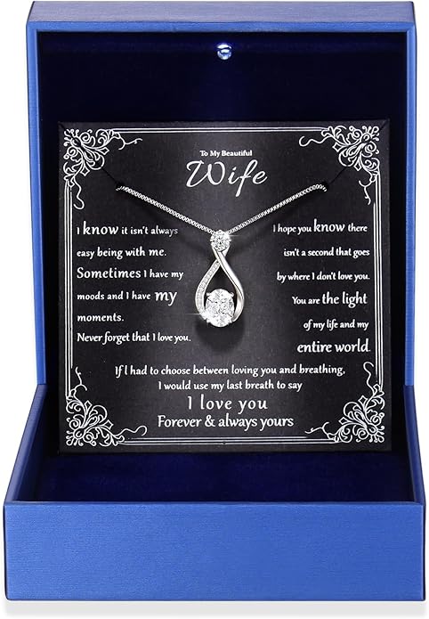 1.5CT Moissanite Infinity Pendant Necklace in Gift Box|Anniversary Wedding Gifts for Women Wife Her|S925 Sterling Silver 18K White Gold/Gold Filled|Jewelry for Birthday Christmas Valentines Day