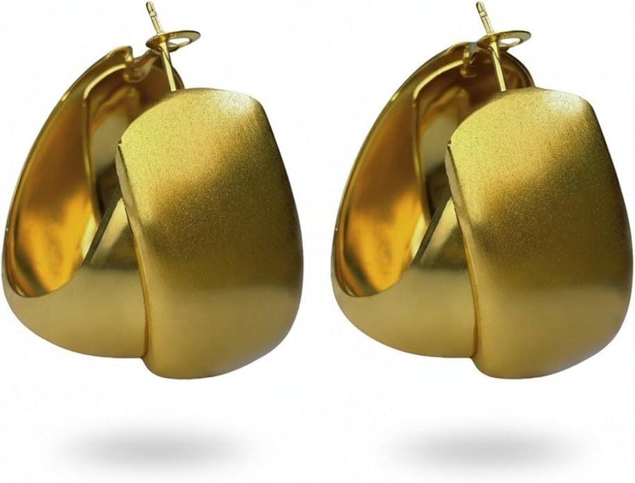 Brass Geometric Oval Earrings For Women Polished Smooth Surface Ethnic Wedding Party Outfit Gold Minimalist Earrings Indian Bollywood Fashion Jewelry Women's Style