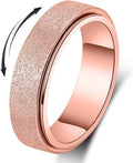 AmorArtSky Anxiety Ring for Women Men, Titanium Stainless Steel Spinner Ring, 5 Colors, 6MM, Size 6-10, 3 Styles Anxiety Ring-Moon Star, Sandblasted Finished, Hollow Outer