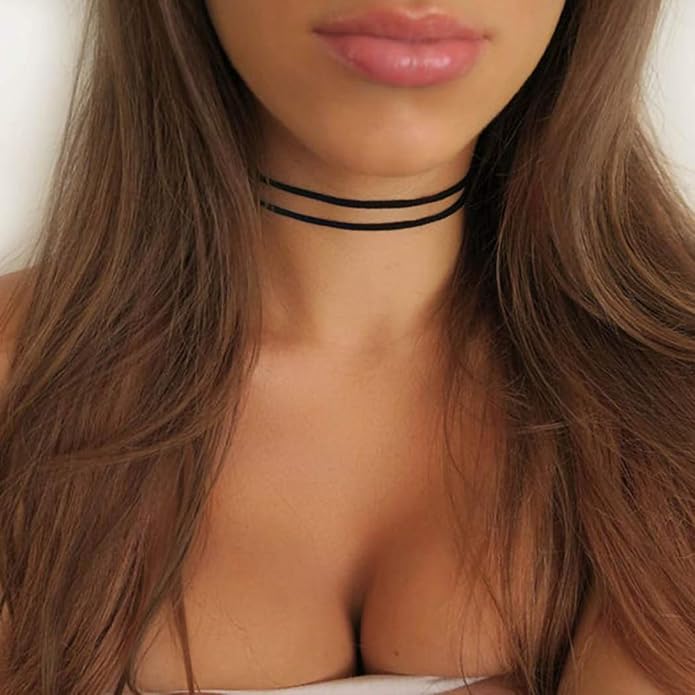 Fesciory Black Necklaces for Women, Adjustable Layered Velvet Leather Lace Collar Necklace, Goth Jewelry Gifts.