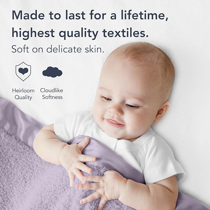 Little Giraffe Chenille Baby Blanket – 29x35” Soft Chenille with Satin Trim, Lavender | Ultra-Soft, Gentle & Safe, Lightweight & Breathable for Newborns & Toddlers