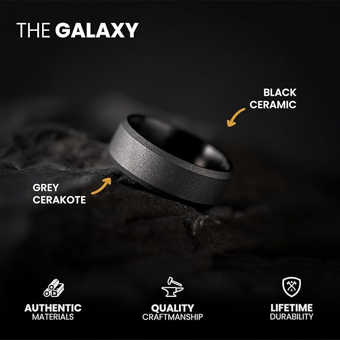 Manly Bands: Mens Black Plated Tungsten and Black Zirconium Wedding Bands and Rings - Comfort Fit and Stylish Black Rings for Men, Free Silicone Ring Included