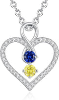LOUISA SECRET Infinity Double Birthstone Necklace, 925 Sterling Silver Tiny Pendant Heart Necklace for Women Wife Her, Best Jewelry Gift Heart Jewelry Meaningful Gift for Valentine's Day, Christmas, Birthday Anniversary