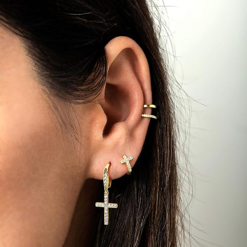 14K Gold Earring Cross Waterdrop Butterfly Heart Knot Earrings for Women Gold Silver Cross Leverback Drop Gold Silver Teardrop Hoop Dangle Earring White Gold Dangle Drop Earring