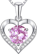 Heart Moissanite Birthstone Necklaces Anniversary/Birthday/Best Friend/Girlfriend/Wife Gifts for Her 925 Sterling Silver Pendant Necklace for Women