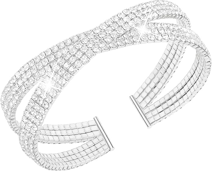 Suyi Rhinestone Bracelet Multilayer Gold Cuff Bracelet for Women Crystal Braidal Bracelets