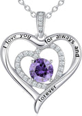 S925 Sterling Silver Necklace for Women, Valentines Day Gifts for Her, Love Heart Birthstone Necklaces for Women, Wife Jewelry, Mom Birthday Valentines Mothers Day Gifts, Girlfriend Necklaces, Daughter Heart Jewel, Anniversary for Her
