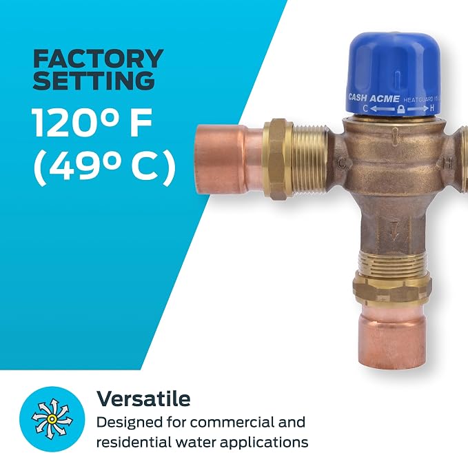 Cash Acme 1-1/4 Inch HG115 Sweat Thermostatic Mixing Valve - Image 3