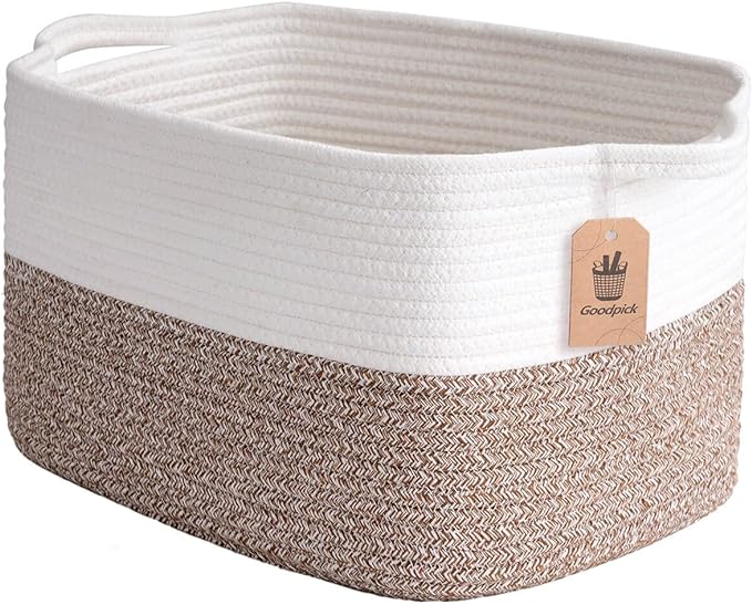 Goodpick Woven Storage Basket for Shelves, Cotton Rope Baskets for Toys by Goodpick