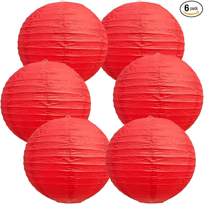 BEISHIDA 12 Inch Red Paper Lanterns 6 Packs Hanging Round Chinese Lantern | by Beishida