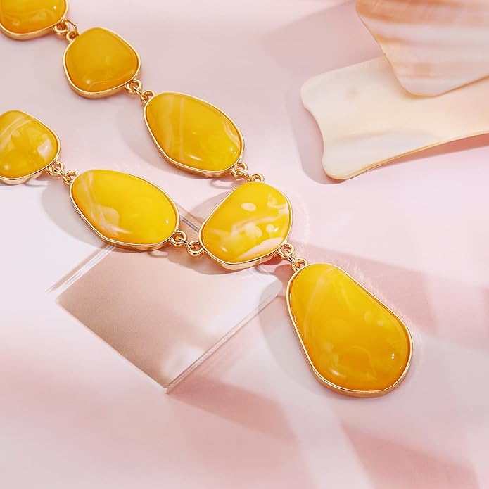 Bocar Bubble Chunky Necklace Alloy Necklace Resin Statement Pendant Necklace for Women