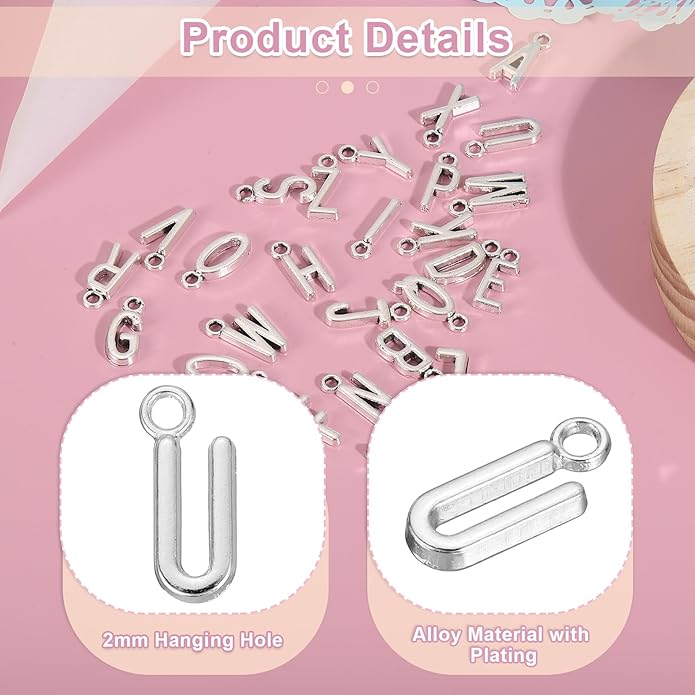 uxcell Letter Charm, Alloy Letter Initial Alphabet Charm for DIY Crafts Jewelry Making Bracelet Earrings Necklace