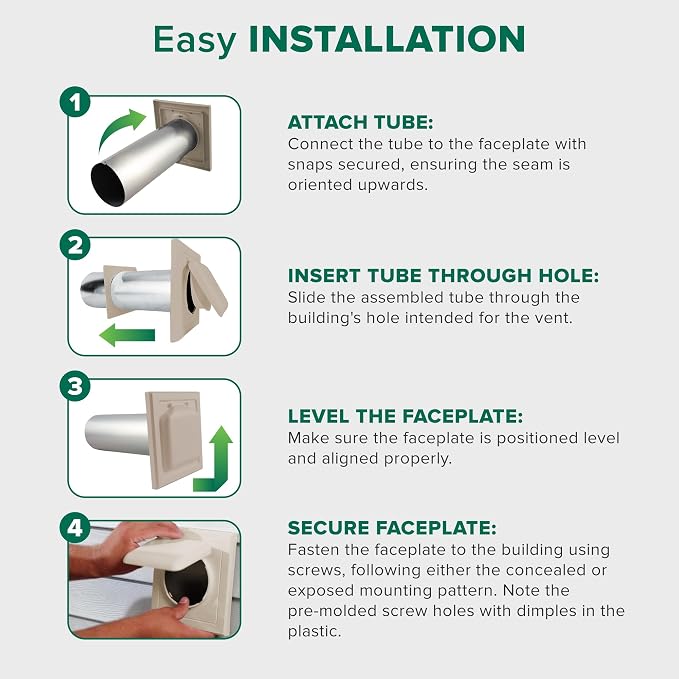 NO-PEST VENT Dual Door Dryer Vent Cover 4 Inch Outdoor, Made in USA, Highest - Image 6