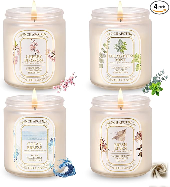 4 Pack Scented Candles for Women: Natural Soy Candles for Home Scented | by YINUOLIGHT