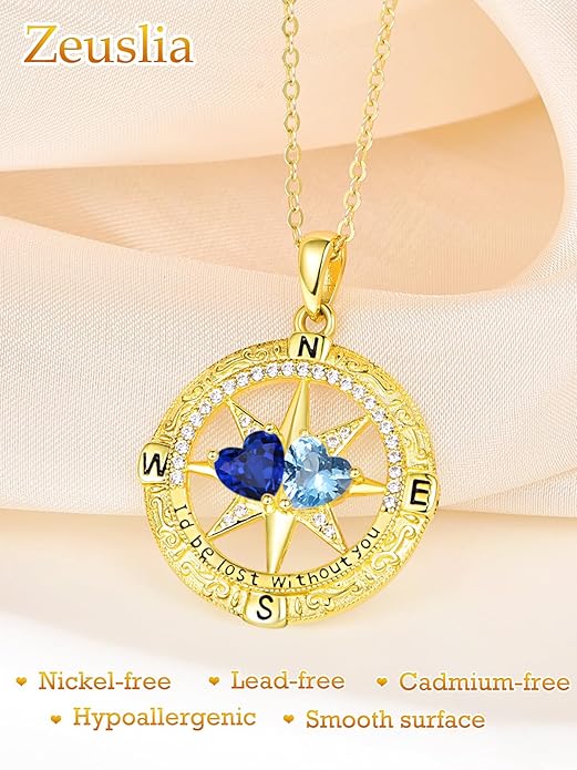 Valentine's Day Gifts for Wife 925 Sterling Silver Double Birthstone Pendant Necklaces I Love You for Always and Forever Necklace Anniversary Birthday Gifts for Wife Girlfriend Mom Her