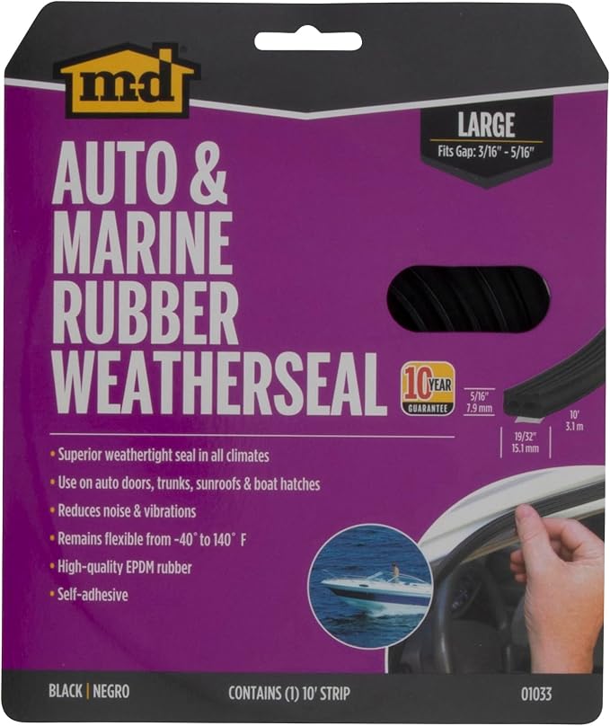 MD Building Rubber Auto & Marine Weatherseal, 10ft x 19/32in | EPDM Rubber - Image 4