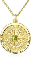 KINGWHYTE Graduation Gifts Birthstone Necklace for Women 925 Sterling Silver Compass Pendant Go in the Direction of your Dream Travel Jewelry Birthday Gift for Her