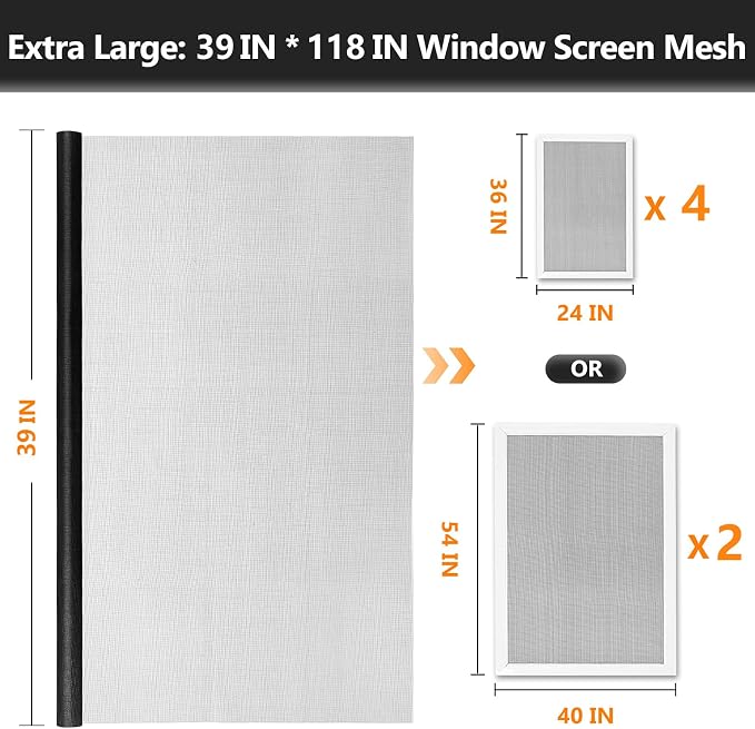 Secopad Window Screen and Screen Door Mesh Repair Kit, 39in x 118in | - Image 2