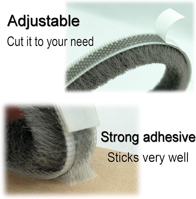 Adhesive Pile Weather Stripping, Weatherstrip Fuzzy Door Brush Strip - Image 3