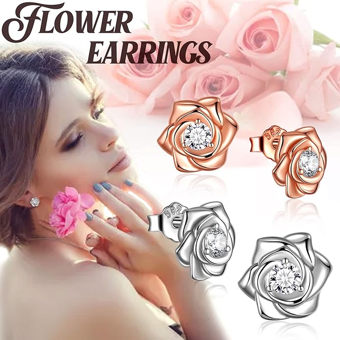 925 Sterling Silver Rose Flower Ring - Adjustable, Elegant Promise Ring for Women & Girls - Perfect for Birthday & Wedding Gifts