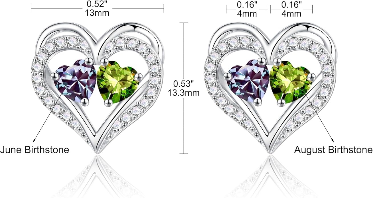 Iefil Valentines Day Gifts for Her - 925 Sterling Silver Birthstone Earrings, Anniversary Birthday Gifts for Women Wife Girlfriend Mom