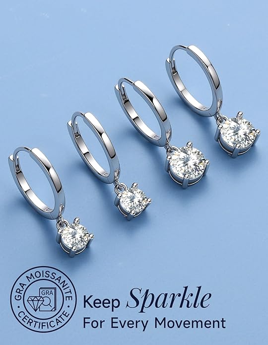 MomentWish Dangle Earrings for Women-925 Sterling Silver Moissanite Earring, Women's Gift for Valentine Birthday, D Color VVS1 Dancing Moissanite Hoops