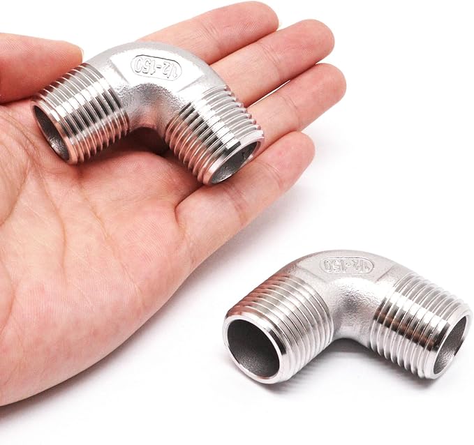 1" x 1" NPT 90 Degree Elbow 304 Stainless Steel Pipe Fittings Male Threaded - Image 5