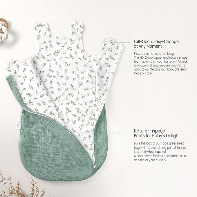 lulumoon Sleep Sack Muslin for Baby: Cotton Wearable Blanket for 15-24 Months - Soft Lightweight Ideal for Nursery Lounge Nighttime Naptime