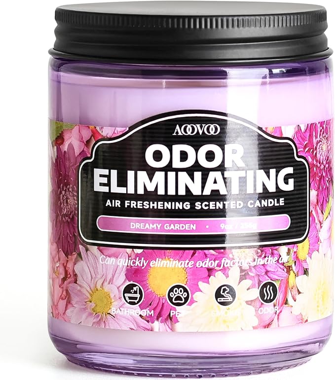 AOOVOO Dreamy Garden Odor Eliminating Candle - 9 oz Soy Candles by AOOVOO
