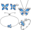 Aurora Tears Butterfly Jewelry,Women 925 Sterling Silver Butterflies Birthstone Pendant Necklace/Earrings/Rings Wedding Gift