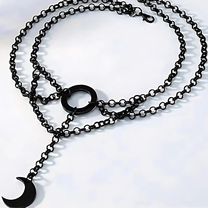 Layered Necklace with Zinc Alloy and Bead, Gothic Necklace, Layered Beads Necklace for Women, Black Bead Necklace, Goth Jewelry