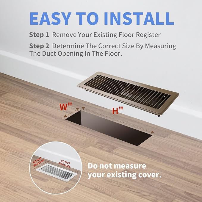 Howeall 4x14 Inch Floor Register 2 Pack, Heavy Duty Steel Walkable Floor Vents - Image 6