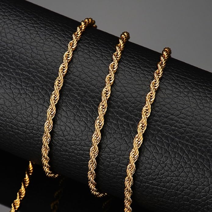 Fashion Necklace, White Gold and 18K Gold Plated Necklaces, Snake Chain, Rope Chain.Best Gift for Woman(16-18in)