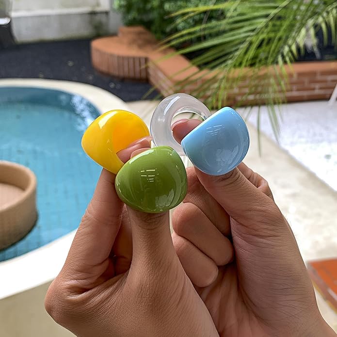 Colorful Chunky Acrylic Ring for Women,Vintage Statement Stackable Rings Candy Color Knuckle Finger Rings Y2K Fashion Classic Jewelry