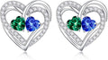 Iefil Valentines Day Gifts for Her, 925 Sterling Silver Heart Birthstone Earrings, Anniversary Birthday Gifts for Women, Birthstone Jewelry for Her Wife Girlfriend Mom