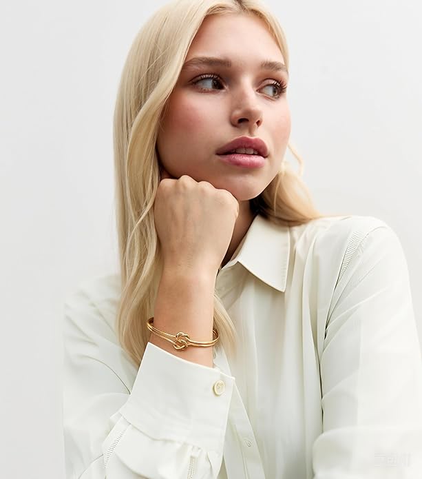 POTESSA 18K Gold Plated Cuff Bracelets Adjustable Dainty Bangle Handemade Jewelry for Women
