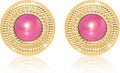 Faux Pearl Gold Plated Stud Earrings for Women, Hypoallergenic Stainless Steel Ear Pin, Available in a Variety of Pearl Colors