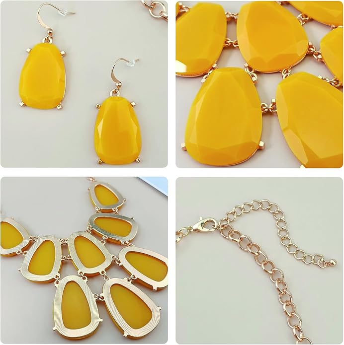 Firstmeet Chunky Bubble Statement Collar Necklace with Earrings for Women