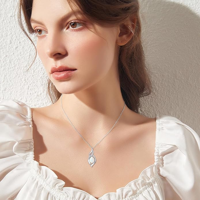 Birthstone Necklace for Women Infinity Necklaces 925 Sterling Silver Teardrop Love Birthday Jewelry Valentines Day Birthday Gifts for Her Mom Wife Girlfriend