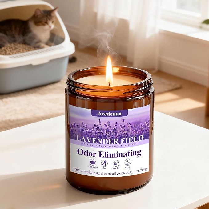 Lavender Odor Eliminating Candles, 7 oz Soy Scented Candle - Image 9