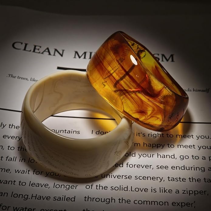 Acrylic Chunky Bangle Bracelets for Women, Irregular Acrylic Resin Bangle Geometric Cuff Wide Statement Jewelry Set